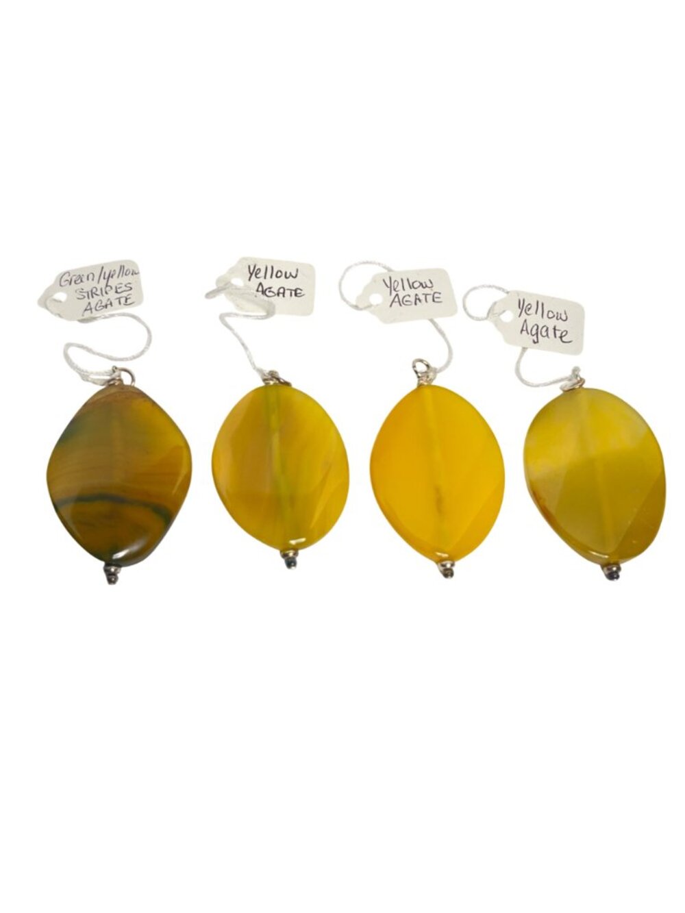 Lot Of 4 Yellow And Yellow/Green Agate Pendants (2024) - Picture 5 of 5